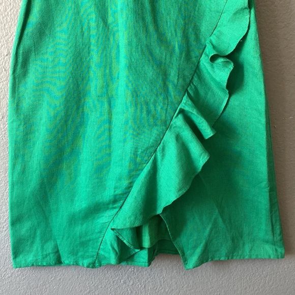 Green Ruffle Faux Wrap Dress - Picture 5 of 12